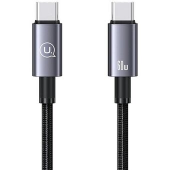 USAMS-kabel USB-C till USB-C 60W 0,25m Snabbladdning i stål/tarnish SJ678USB01 (US-SJ678)