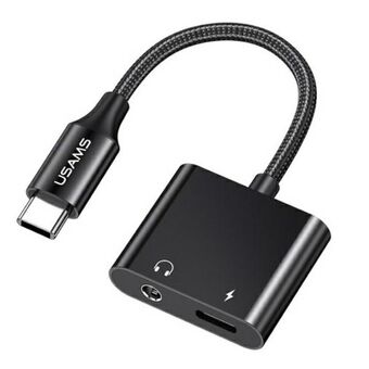 USAMS AU15-adapter USB-C - jack 3.5m DAC + USB-C PD60W svart/svart SJ598YPTC01 (US-SJ598)