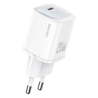 USAMS Ład. siec. CC248 20W GaN USB-C Snabbladdning HC-serien vit/white CC248TC02