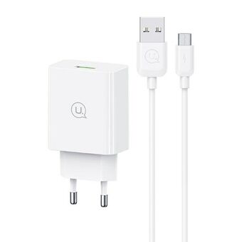 USAMS Ład. siec. 18W + kabel Micro/USB-A 1m Snabbladdning vit/white series SC SCXLTZ01