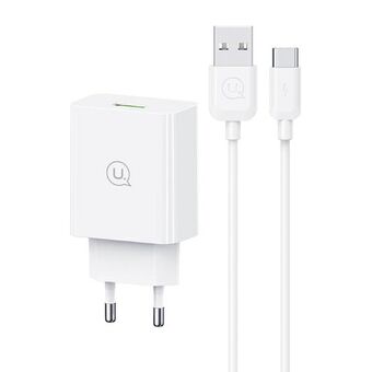 USAMS Ład. siec. 18W + kabel USB-C/USB-A 1m Snabbladdning vit/white series SC SCXLTZ02