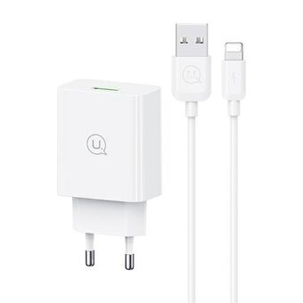 USAMS Ład. siec. 18W + kabel Lightning/ USB-A Snabbladdning vit/white series SC SCXLTZ03