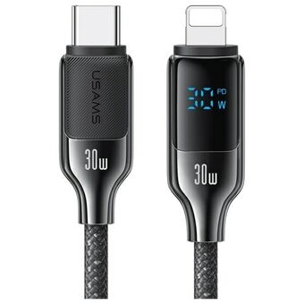 USAMS Kabel USB-C till Lightning 30W 1,2m Digital Display Zinklegering Snabbladdning Datakabel HX-serien SJ741USB01 (US-SJ741)