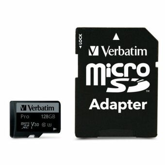 Verbatim microSD-kort 128GB + adapter Pro U3 svart/black 47044