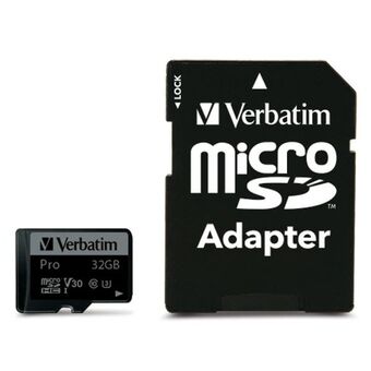 Verbatim microSD-kort 32GB + adapter Pro U3 svart/black 47041