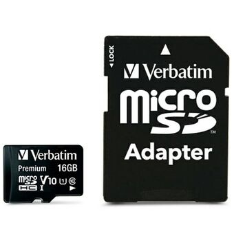 Verbatim Kort microSDHC 16GB V10 + adapter svart/black 44082