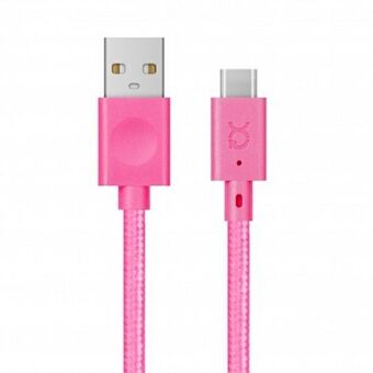 Certainly! Here is the translation to Swedish:

Xqisit kabel Bomull USB C 3.0 rosa /pink 1.8m 30122