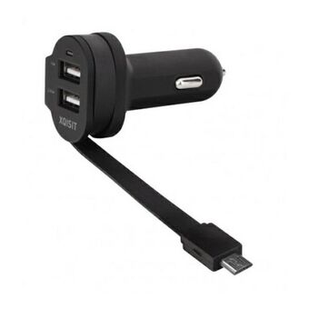 Xqisit beställning. ensam. 6A Dual USB + microUSB billaddare svart / svart 20425