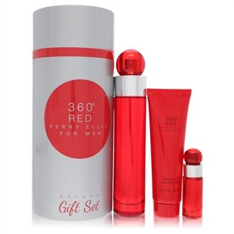 Perry Ellis 360 Red by Perry Ellis - Gift Set -- 3.4 oz Eau De Toilette Spray + .25 oz Mini EDT Spray + 3 oz Shower Gel in Tube Box - för män