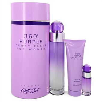 Perry Ellis 360 Purple by Perry Ellis - Gift Set -- 3.4 oz Eau De Parfum Spray + .25 oz Mini EDP Spray + 3 oz Shower Gel - för kvinnor