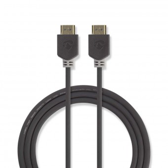 High Speed ​​​​HDMI ™-kabel med Ethernet | HDMI™-kontakt | HDMI™-kontakt | 4K@60Hz | 18 Gbps | 2,00 m | Runda | PVC | Antracit | Plastpåse