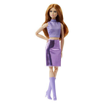 Barbie Looks Mode Docka Rött hår och Outfit Lila