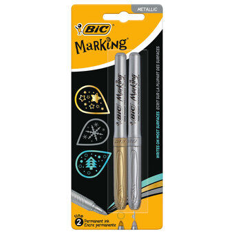 BIC Permanent Marker Guld och Silver