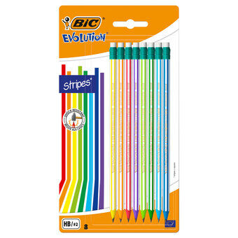 BIC Evolution Pennor med Suddgummi, 8 st.