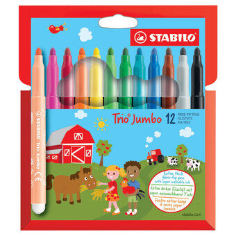 STABILO Trio Jumbo Filtspetspennor, 12 st.