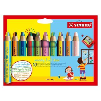 Stabilo woody 3in1 duo med spetsar, 11 st.