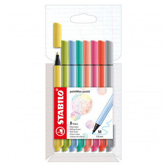 Stabilo pointmax fineliners pastell, 8 st.