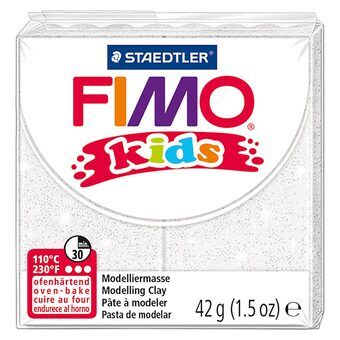 Fimo Kids modelllera vitt glitter, 42gr