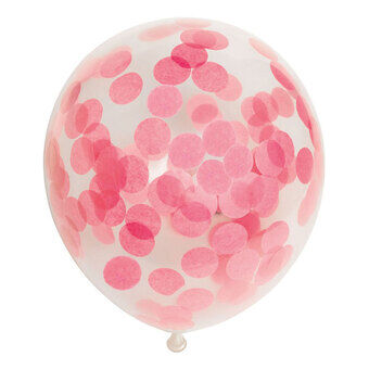 Konfettiballonger Papperskonfetti Babyrosa 30cm, 6 stycken.