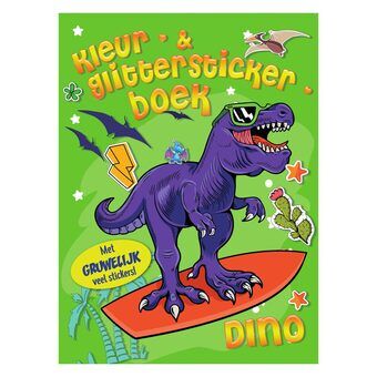 Målar- och glitterklistermärkebok Dino