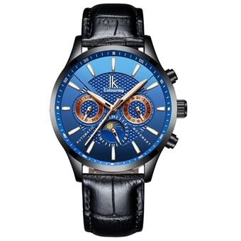 IKCOLOURING Waterproof Men Luminous Mechanical Movement Watch Leather Band