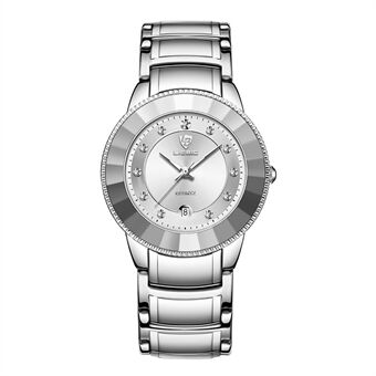 LIEBIG L1035 Business Rhinestone Decor Herr Quartz Watch Steel Vattentät kalenderklocka