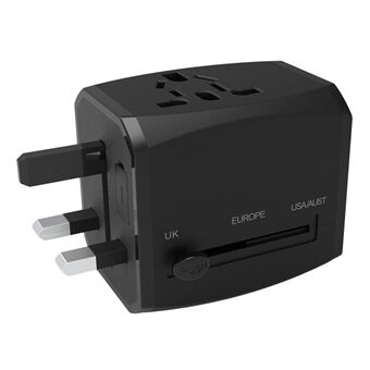 HHT525 Typ-C + 2xUSB Universell Global Reseadapter Laddare Kontaktskonverterare