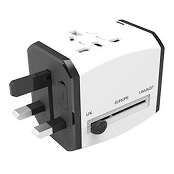 HHT525 Universell Global Reseströmadapter 3 USB Portar Laddningskontakt Omvandlare