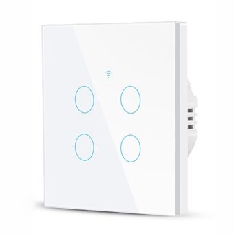 SMATRUL TMW403 EU Plug WiFi+433MHZ Fjärrkontroll Smart Touch Tidsinställning Nedtcount Väggrambrytare för Alexa Google Home, 4 Grup WiFi