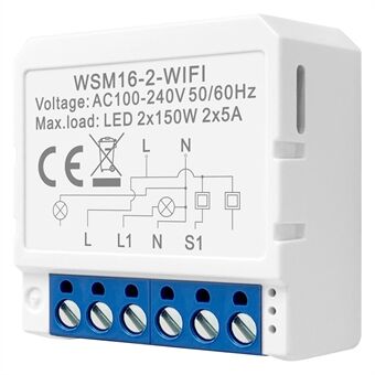 AVTTO WSM16 2-Gang Smart WiFi Switch APP Röststyrning Smart Home DIY Light Switch Module