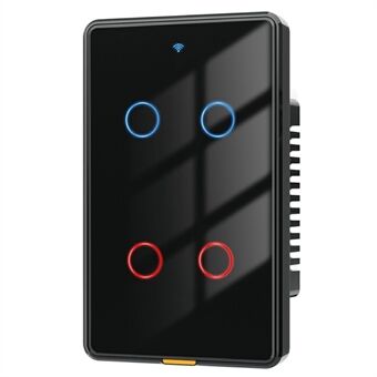 MG-KG101 WiFi+433 Dual Mode 4 Gäng 10A Touch Smart Switch Tuya APP Röststyrning Väggljusbrytare, US-kontakt / Svart