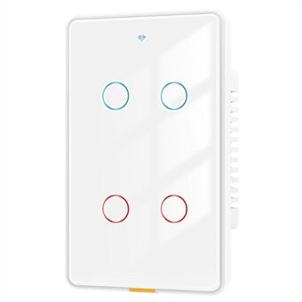 MG-KG101 WiFi+433 Dual Mode 4-Grupp 10A Touch Smart Switch Tuya APP Röststyrd Väggströmbrytare, US-plug / Vit