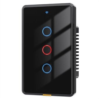 MG-KG101 WiFi+433 Dual Mode 3-Gång 10A Touch Smart Strömbrytare Tuya APP Röststyrning Väggbrytare, US Plug / Svart