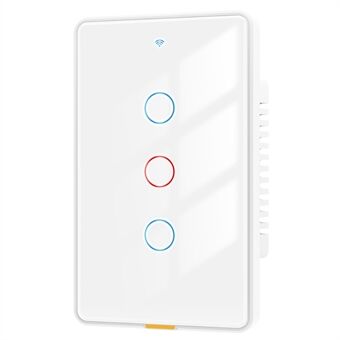 MG-KG101 WiFi+433 Dual Mode 3 Gång 10A Touch Smart Switch Tuya APP Röstkontroll Väggljusbrytare, US Plug / Vit