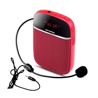APORO bärbar lärareröstförstärkare med trådbunden mikrofon Headset Midjeband Uppladdningsbar personlig BT -högtalarstöd Musik FM TF-kort för klassmöte