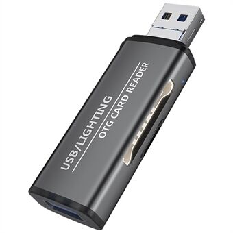 ADS-118 USB / 8-Pin 2-in-1 SD TF-minneskorts U-Disk Reader Dataöverförings-OTG-adapter