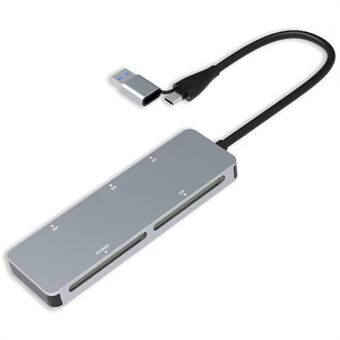 CR307D USB3.0 / Type-C till Cfast+XD+CF+SD+TF 5-i-1 minneskortsläsare 5Gbps Hög hastighetsadapter