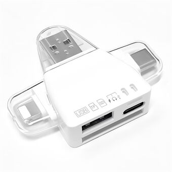 USB / 8-Pin / Typ-C-kontaktkortläsare USB + SD + TF + USB-C-minneskort U-Disk Hårddisksadapter