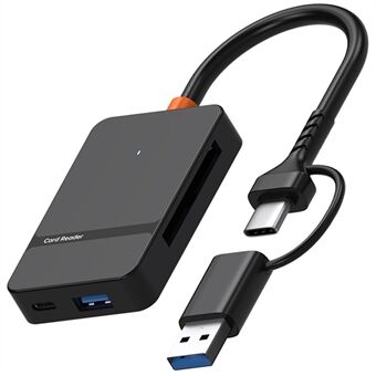 ADS-316 För Huawei / Xiaomi / Samsung 8-i-1 Kortläsare Typ-C + USB-A till SD / TF / MS / CF1 / Typ-C / USB 3.0 U Disk Läsa Adapter