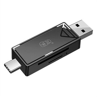 KAWAU C251 USB 2.0 Typ C + USB SD / TF-kortläsare Portabel OTG-adapter