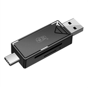 KAWAU C351 USB 3.0 Hög hastighet Typ C + USB SD / TF-kortläsare Portabel OTG-adapter