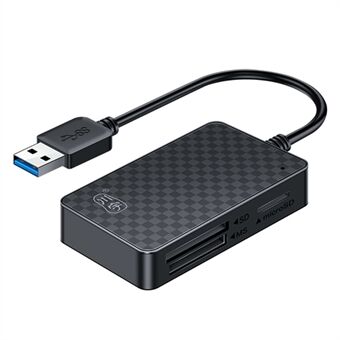 KAWAU C366 USB3.0 Kortläsare Multi-Port CF / TF / SD / MS Kortläsare med 15cm Kabel (Enkelt Enhetstecken Visning)