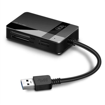 KAWAU C369DUO USB3.0 Kortläsare Adapter Stöd för CF / TF / SD / MS portabel 4-i-1-kortläsare med kabel.