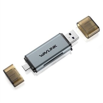 WAVLINK WL-CR3002 Typ-C+USB3.0 SD/TF-kortläsare i aluminiumlegeringminneskortsenhet.