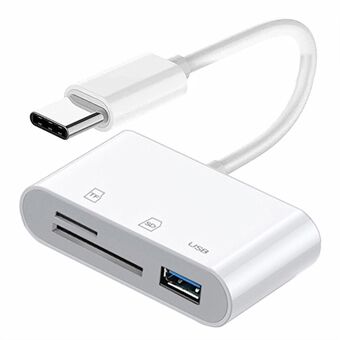 UC-155-SD003 USB 2.0 USB-C till TF + Mini-SD-kortläsare USB-honadapter för laptop, surfplatta och mobiltelefon.