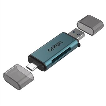 ONTEN CR532 2-i-1 USB-A / USB-C till SD2.0 / TF2.0 Kortläsare i aluminiumslegering med dubbelkontakt.