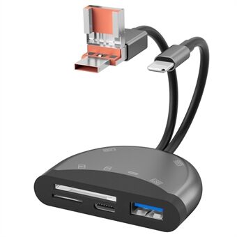 NK1052TL Pro 3-i-1 USB + Type-C + iP till SD / TF Kortläsare Dataöverföringsadapter för Telefoner Surfplattor Datorer