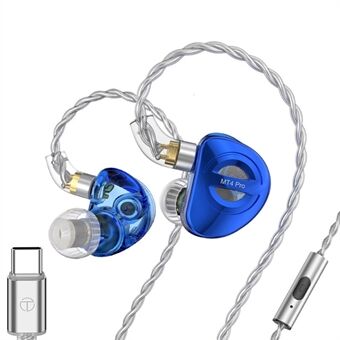 TRN MT4 PRO Avtagbar Type-C Trådbunden In-Ear Hörlur Dual Dynamic Driver HiFi Monitor Hörlurar med Mikrofon - Blå