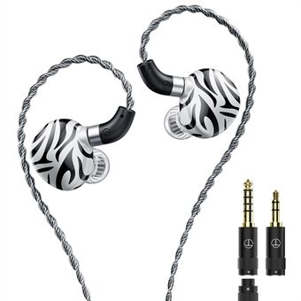 TRN White Tiger 3.5+4.4mm Trådbundet In-Ear Hörlur 6mm Planarmembran HiFi Headset (Utan Mikrofon) - Svart+Vit