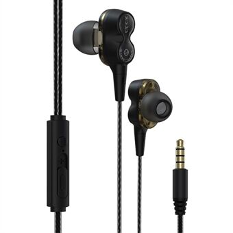 DEVIA Smart Series EM009 Dubbelrörlig Coil Trådbunden Headset 3.5mm Kabelkontroll Telefonhörlurar